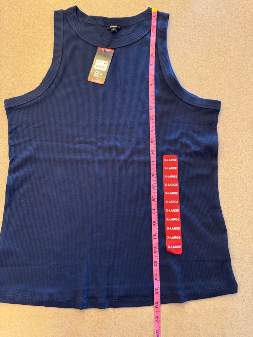 Express Navy Ribbed Tank Top - Picture 5 of 5